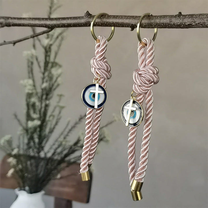 Olivenorma Multi - Color Twisted Rope Evil Eye Keychain with Evil Eyes - Pink - image 5