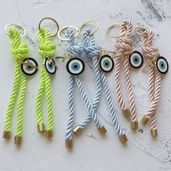 Olivenorma Multi - Color Twisted Rope Evil Eye Keychain with Evil Eyes - Mixed - image 0