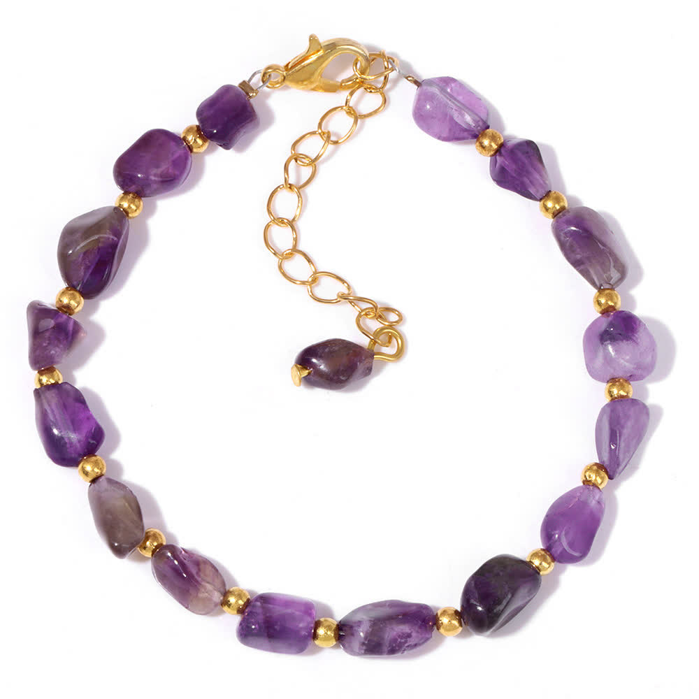 Olivenorma Irregular Crystal Gravel Handmade Bracelet - Amethyst - image 1