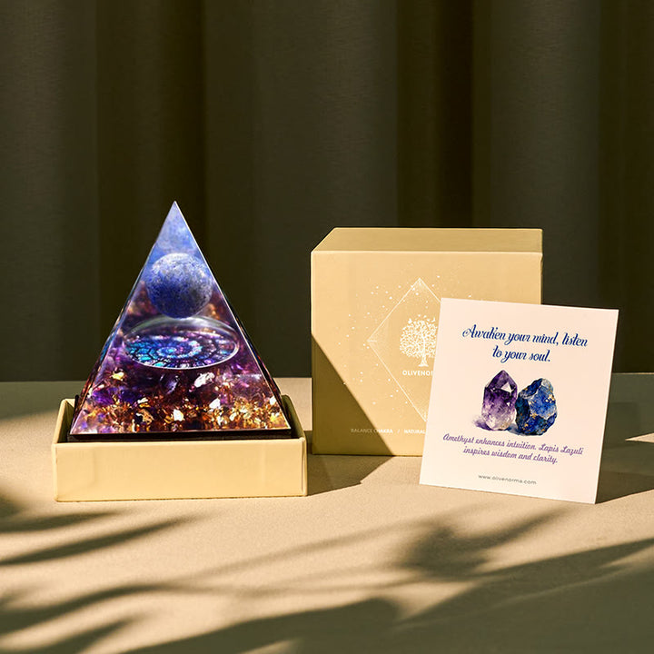 FREE Today: Celestial Gateway-Amethyst & Lapis Lazuli Sphere Orgone Pyramid - 5cm (With Card) - image 0