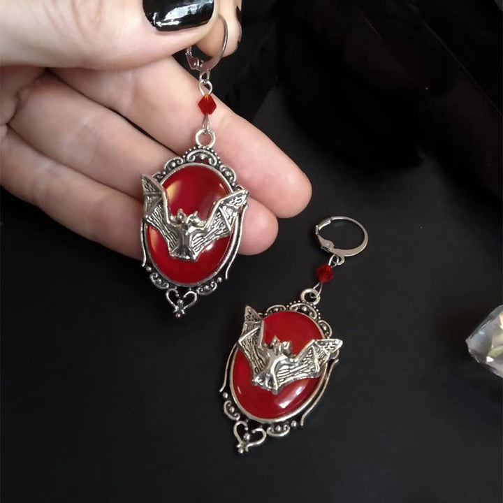 Obsidian Halloween Bat Earrings - image 3
