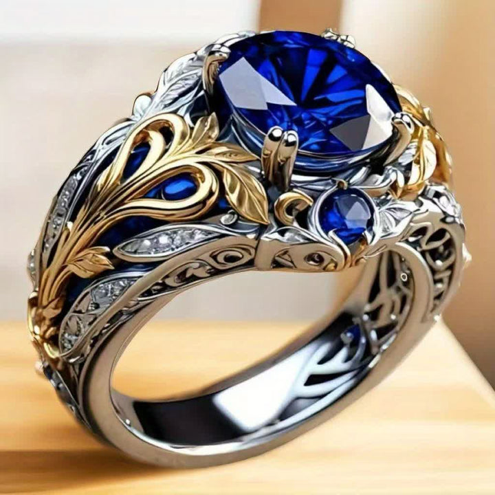Olivenorma Blue Gold Sapphire Crystal Two Tone Ring - image 1