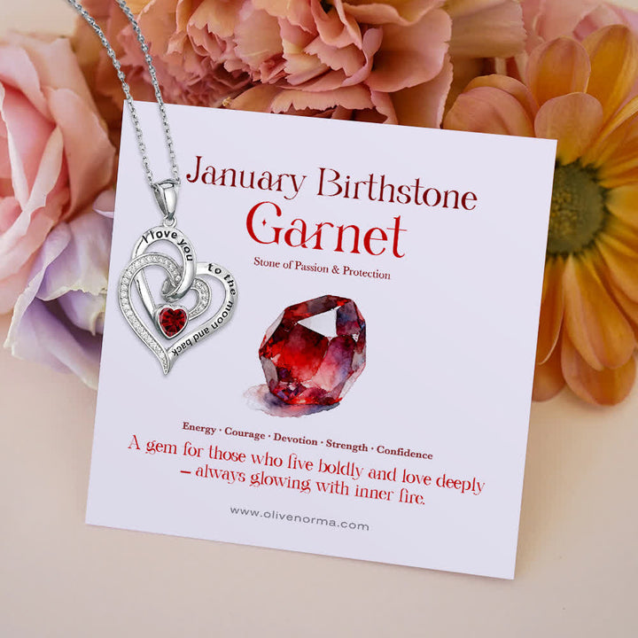 FREE Today: "I Love You to the Moon and Back" – Eternal Hearts Birthstone Necklace - Silver - January - Card Style One - image 3
