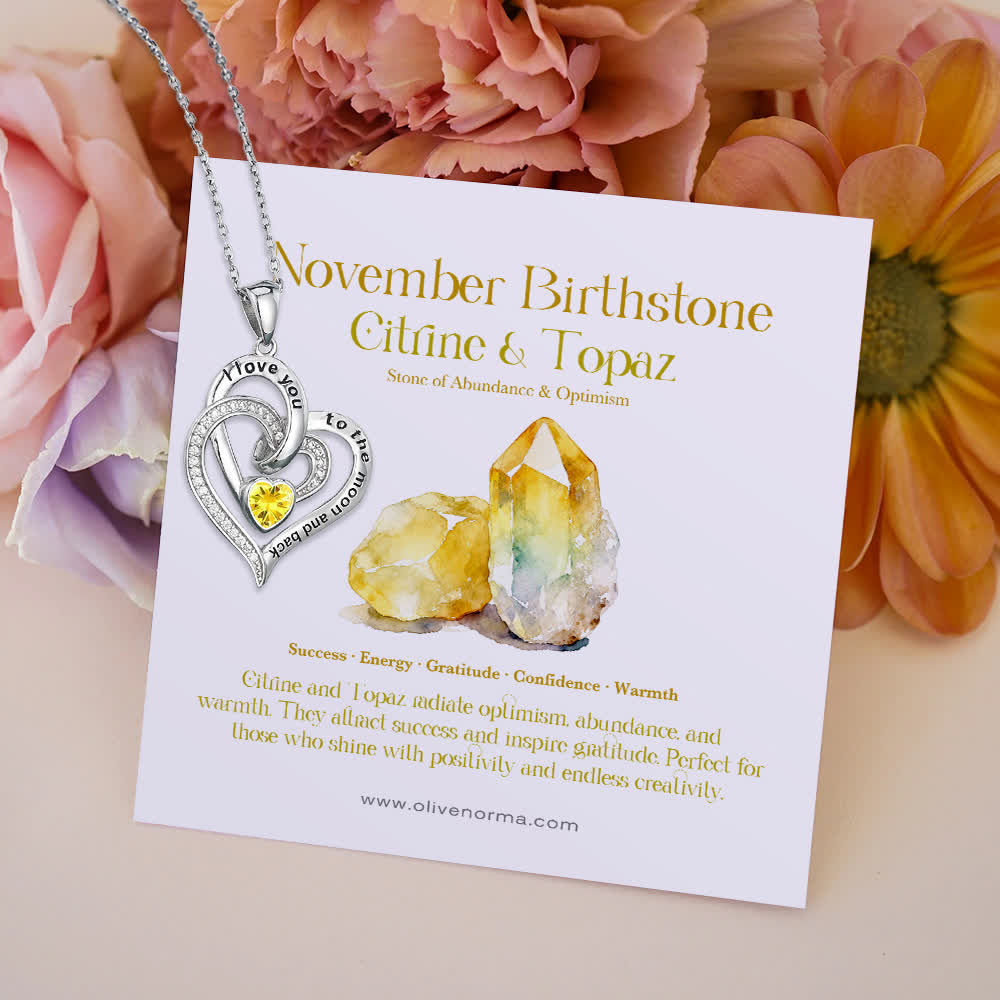 FREE Today: "I Love You to the Moon and Back" – Eternal Hearts Birthstone Necklace - Silver - November - Card Style One - image 19