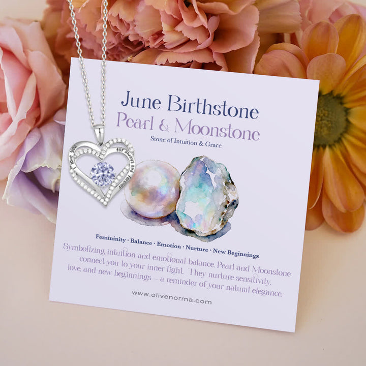 Olivenorma "I Love You Always and Forever" – Forever Love Birthstone Heart Necklace - Silver - June - With Birthstone Card - image 15