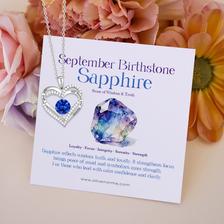 Olivenorma "I Love You Always and Forever" – Forever Love Birthstone Heart Necklace - Silver - September - With Birthstone Card - image 21