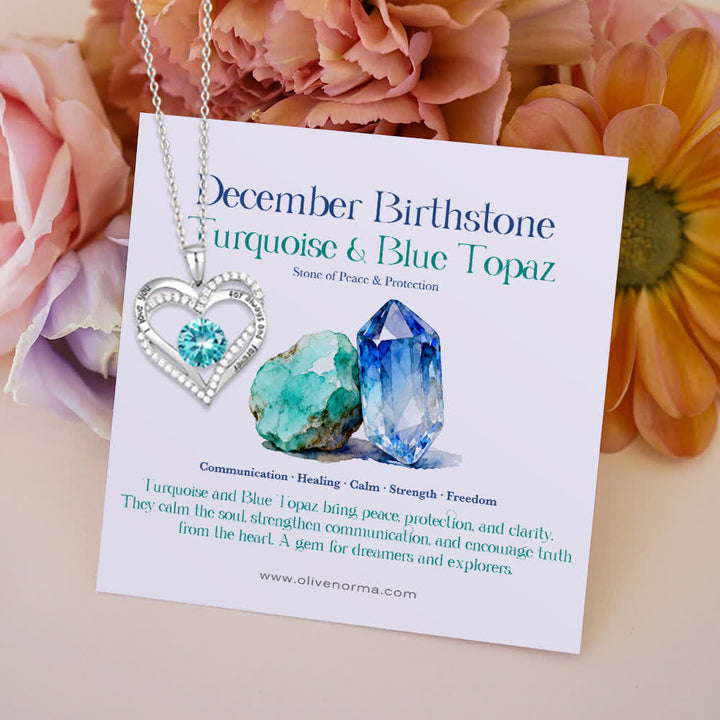 Olivenorma "I Love You Always and Forever" – Forever Love Birthstone Heart Necklace - Silver - December - With Birthstone Card - image 27