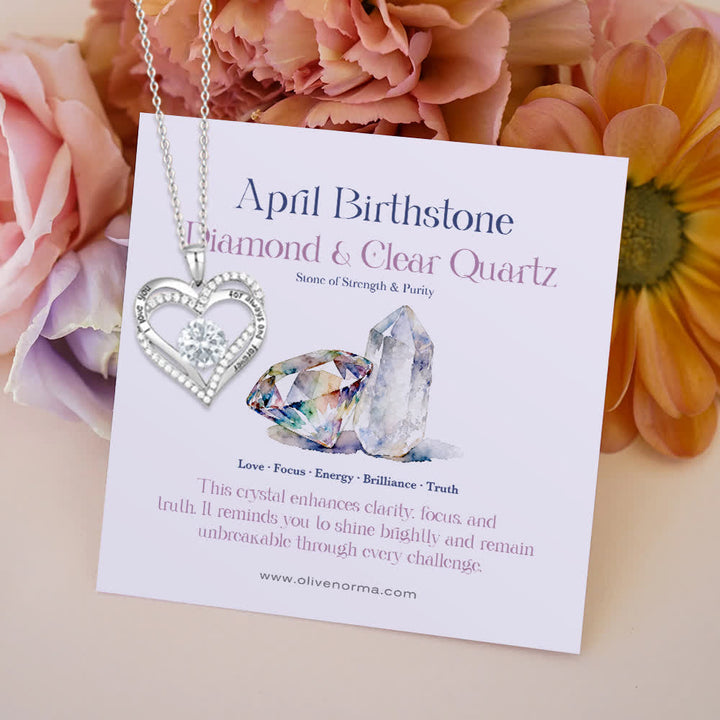 Olivenorma "I Love You Always and Forever" – Forever Love Birthstone Heart Necklace - Silver - April - With Birthstone Card - image 11