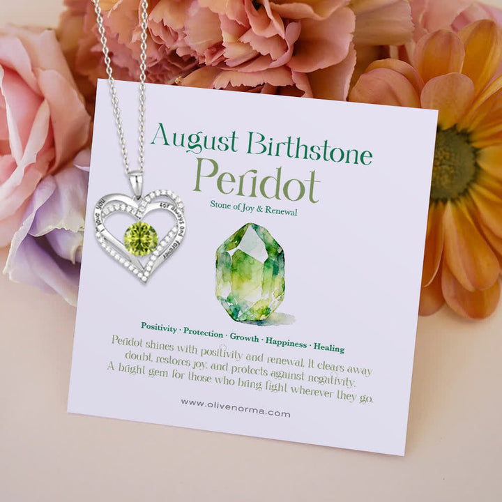 Olivenorma "I Love You Always and Forever" – Forever Love Birthstone Heart Necklace - Silver - August - With Birthstone Card - image 19