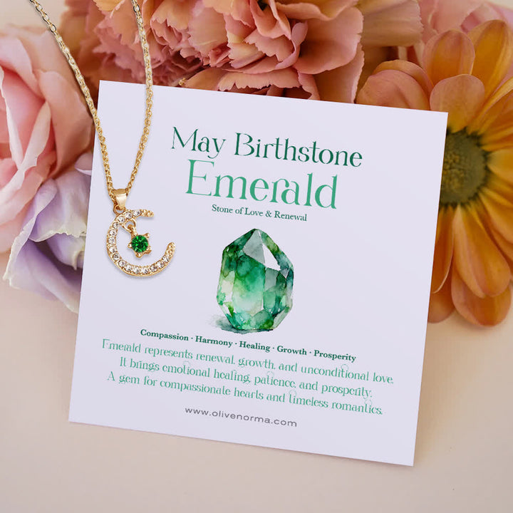 Olivenorma Month Birthstone Star Creative Gift Card Necklace - May-Green Zircon - With Birthstone Card - image 7