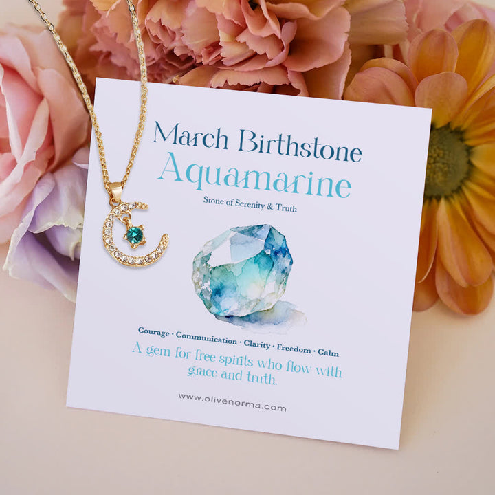 FREE Today: Month Birthstone Star Creative Gift Card Necklace - March-Aquamarine - With Birthstone Card - image 4