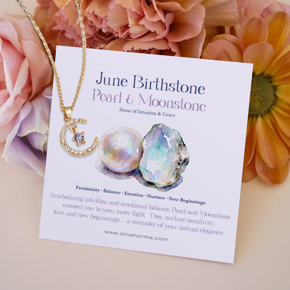 Olivenorma Month Birthstone Star Creative Gift Card Necklace - June-Purple Zircon - With Birthstone Card - image 8