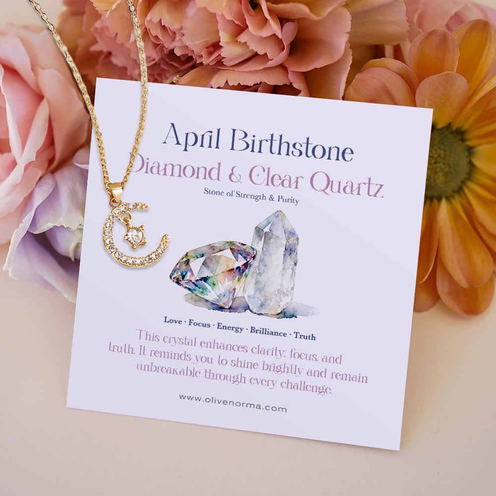 Olivenorma Month Birthstone Star Creative Gift Card Necklace - April-Moonstone - With Birthstone Card - image 6