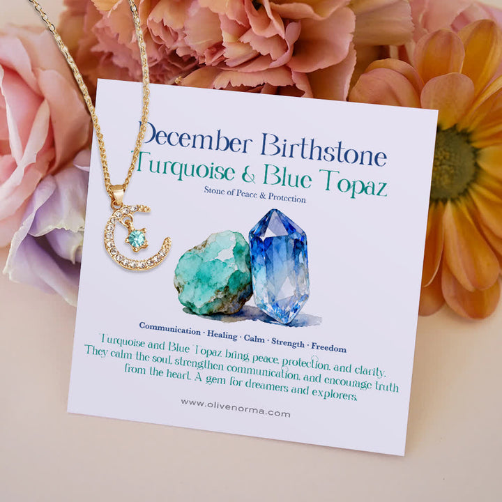 FREE Today: Month Birthstone Star Creative Gift Card Necklace - December-Sky Blue Zircon - With Birthstone Card - image 14