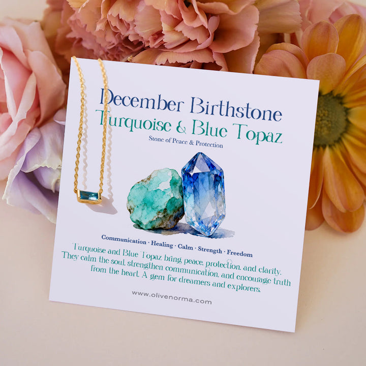 Olivenorma Simple Rectangular Birthstone Pendant Stainless Steel  Gift Card Necklace - Citrine - With Birthstone Card - image 13