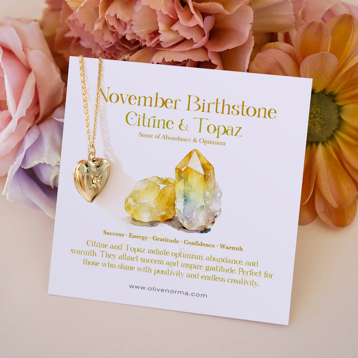 Olivenorma "Shine in My Heart"-Birthstone Heart Album Gift Card  Necklace - November & Citrine - With Birthstone Card - image 13