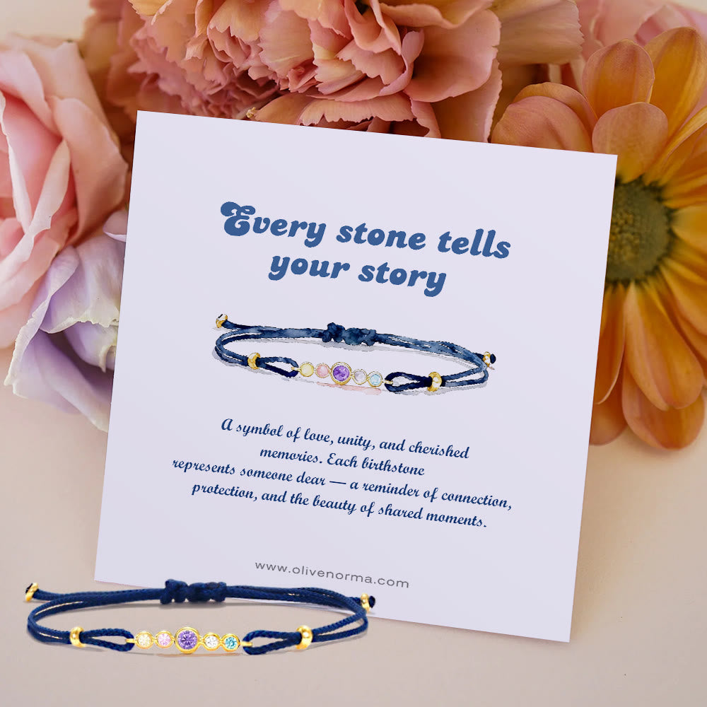 Olivenorma 2-7 Birthstones Bezel Set Customized Gift Card Bracelet - Rose Gold - 7 Birthstones - WIth Gift Card - image 0