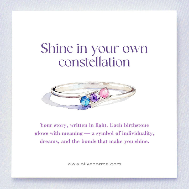 Olivenorma S925 Sterling Silver Birthstone Diamond Gift Card Ring - image 4