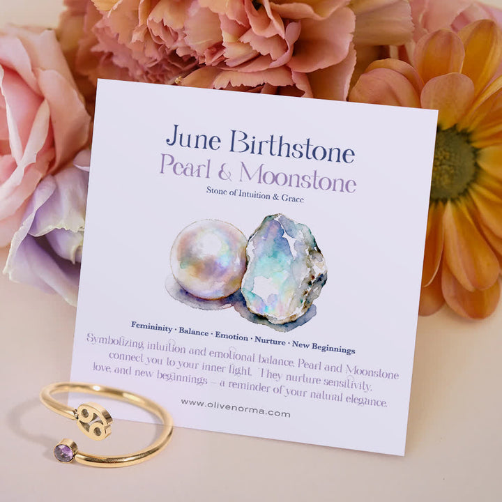 Olivenorma Zodiac Birthstone Gift Card Ring - June/Cancer - Light Amethys - With Birthstone Card - image 13