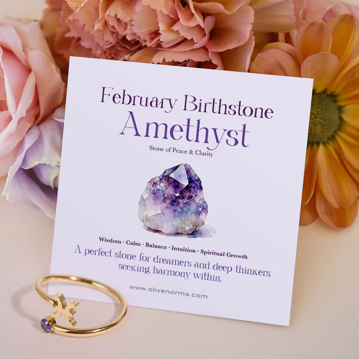 FREE Today: Zodiac Birthstone Gift Card Ring - February/Pisces - Amethyst - With Birthstone Card - image 7