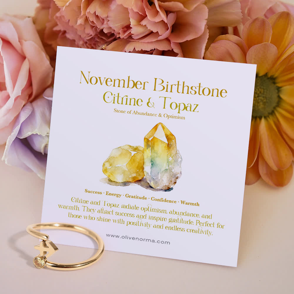 Olivenorma Zodiac Birthstone Gift Card Ring - November/Sagittarius - Citrine - With Birthstone Card - image 23