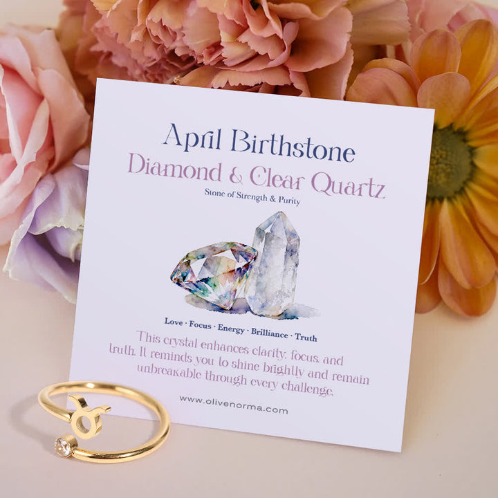 FREE Today: Zodiac Birthstone Gift Card Ring - April/Taurus - Crystal - With Birthstone Card - image 11