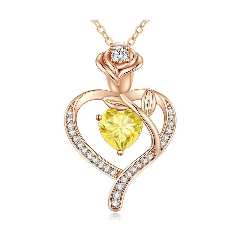 Olivenorma Rose Flower Love Heart Birthstone Gift Card Necklace - image 25