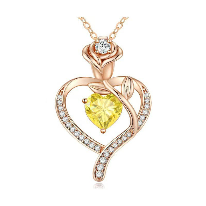 Olivenorma Rose Flower Love Heart Birthstone Gift Card Necklace - image 25