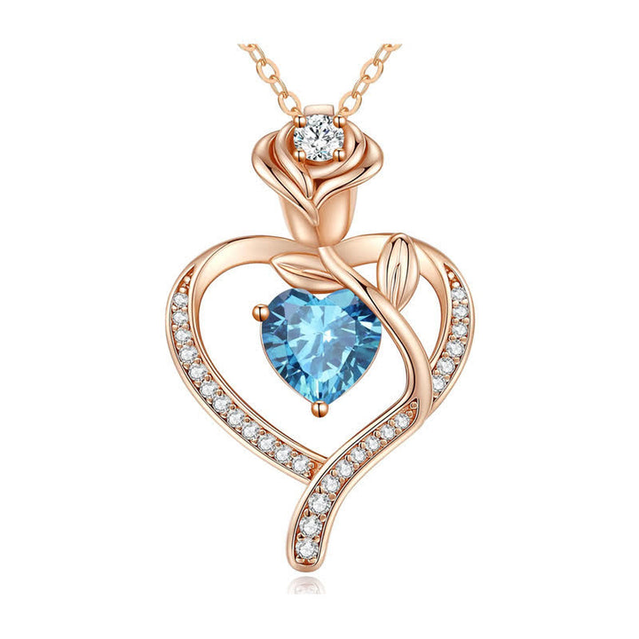 Olivenorma Rose Flower Love Heart Birthstone Gift Card Necklace - image 27