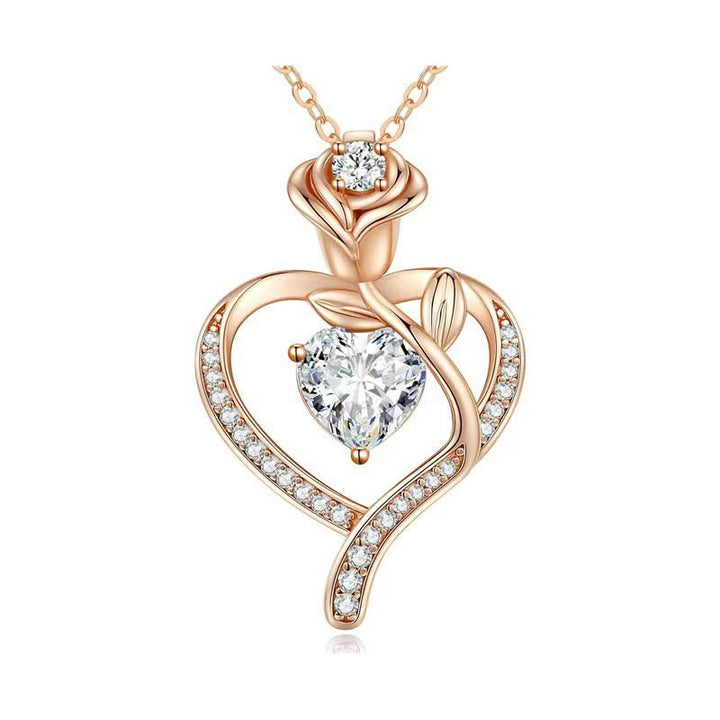 Olivenorma Rose Flower Love Heart Birthstone Gift Card Necklace - image 13