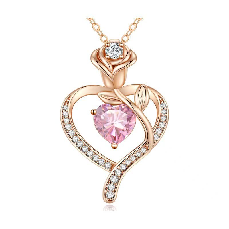 Olivenorma Rose Flower Love Heart Birthstone Gift Card Necklace - image 23