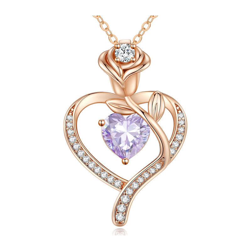 Olivenorma Rose Flower Love Heart Birthstone Gift Card Necklace - image 17