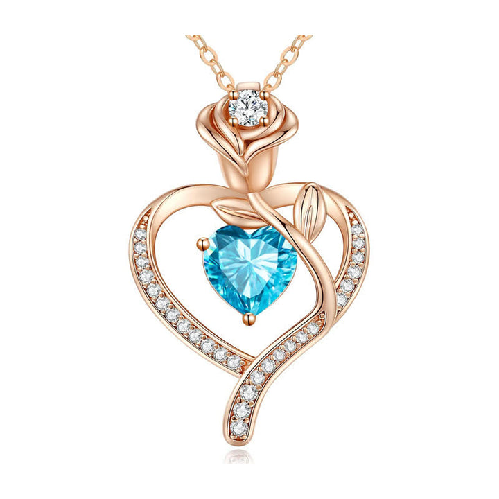 Olivenorma Rose Flower Love Heart Birthstone Gift Card Necklace - image 11