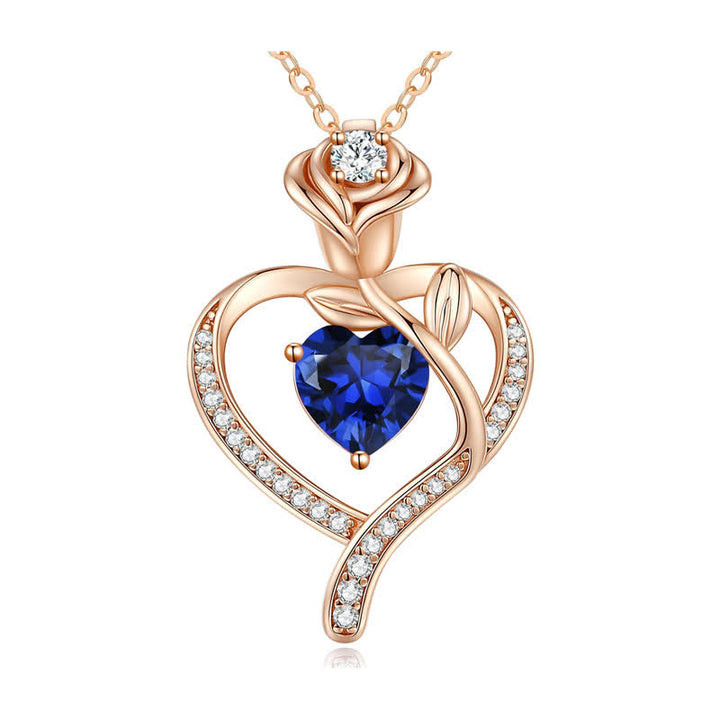 Olivenorma Rose Flower Love Heart Birthstone Gift Card Necklace - image 21