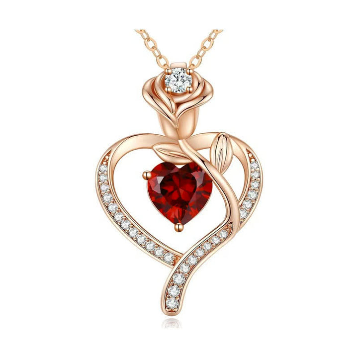 Olivenorma Rose Flower Love Heart Birthstone Gift Card Necklace - image 4