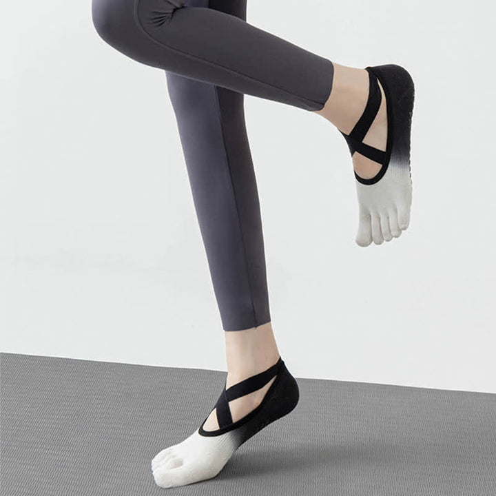 Olivenorma Five Toe Gradient Non-Slip Grips Straps Yoga Socks - image 3