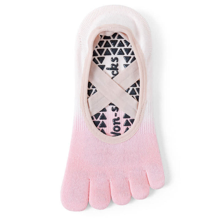 Olivenorma Gradient Five-Toe Non-Slip Yoga Socks for Women – Breathable Toe Separation Grip Pilates Barre Socks with Silicone Sole, Sweat-Wicking Fitness Socks - Pink & White - 10 Pairs - image 14