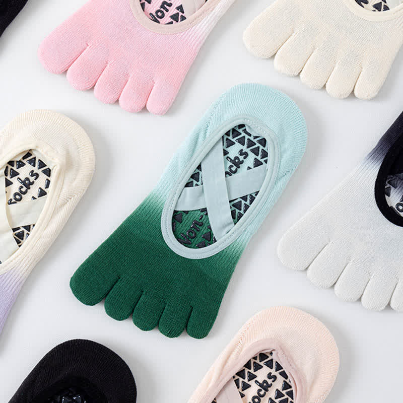 Olivenorma Gradient Five-Toe Non-Slip Yoga Socks for Women – Breathable Toe Separation Grip Pilates Barre Socks with Silicone Sole, Sweat-Wicking Fitness Socks - image 19