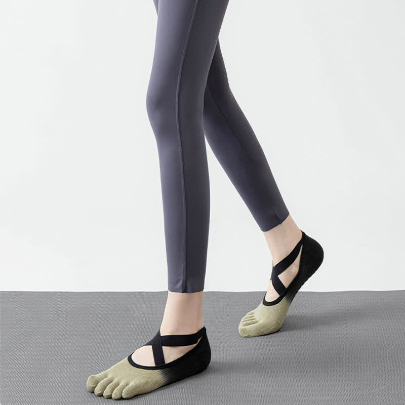 Olivenorma Gradient Five-Toe Non-Slip Yoga Socks for Women – Breathable Toe Separation Grip Pilates Barre Socks with Silicone Sole, Sweat-Wicking Fitness Socks - image 10