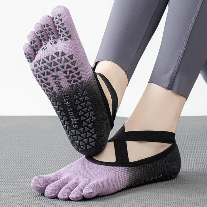 Olivenorma Gradient Five-Toe Non-Slip Yoga Socks for Women – Breathable Toe Separation Grip Pilates Barre Socks with Silicone Sole, Sweat-Wicking Fitness Socks - image 17