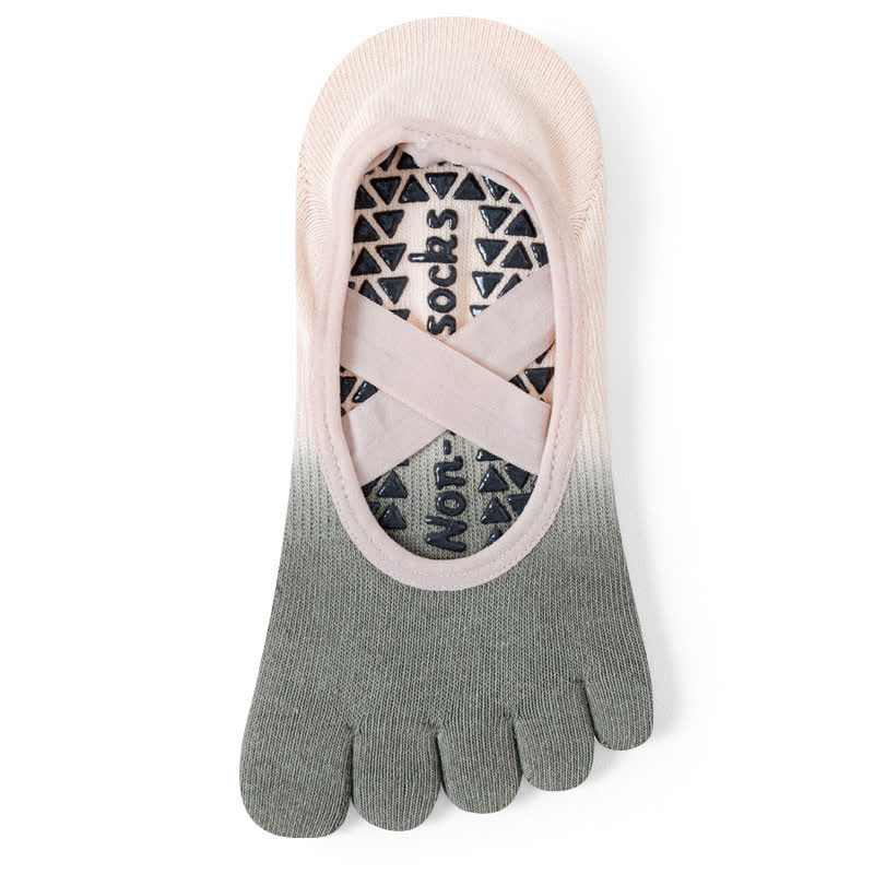 Olivenorma Gradient Five-Toe Non-Slip Yoga Socks for Women – Breathable Toe Separation Grip Pilates Barre Socks with Silicone Sole, Sweat-Wicking Fitness Socks - Gray & Pink - 10 Pairs - image 12