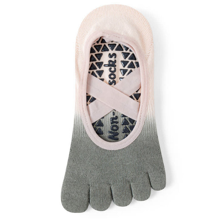 Olivenorma Gradient Five-Toe Non-Slip Yoga Socks for Women – Breathable Toe Separation Grip Pilates Barre Socks with Silicone Sole, Sweat-Wicking Fitness Socks - Gray & Pink - 10 Pairs - image 12