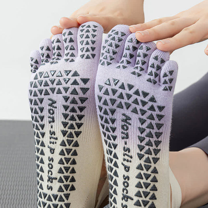 Olivenorma Gradient Five-Toe Non-Slip Yoga Socks for Women – Breathable Toe Separation Grip Pilates Barre Socks with Silicone Sole, Sweat-Wicking Fitness Socks - image 23