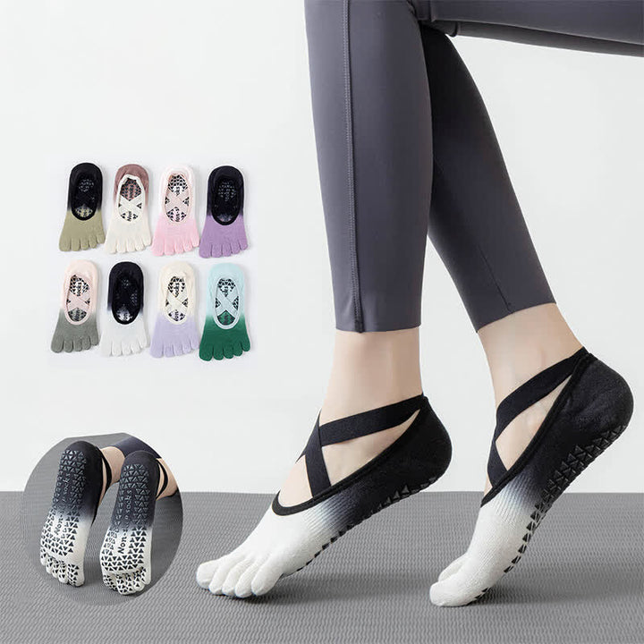 Olivenorma Gradient Five-Toe Non-Slip Yoga Socks for Women – Breathable Toe Separation Grip Pilates Barre Socks with Silicone Sole, Sweat-Wicking Fitness Socks - image 7