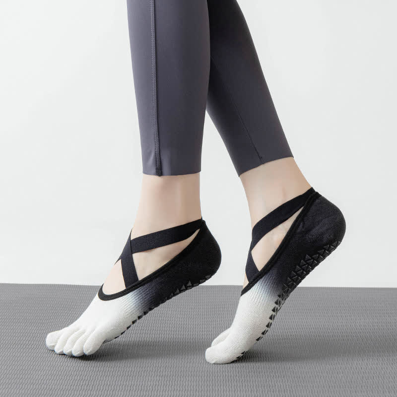 Olivenorma Gradient Five-Toe Non-Slip Yoga Socks for Women – Breathable Toe Separation Grip Pilates Barre Socks with Silicone Sole, Sweat-Wicking Fitness Socks - image 5