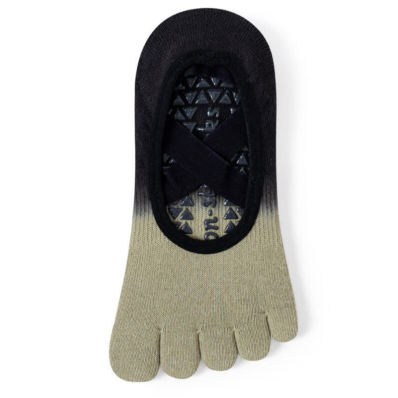 Olivenorma Gradient Five-Toe Non-Slip Yoga Socks for Women – Breathable Toe Separation Grip Pilates Barre Socks with Silicone Sole, Sweat-Wicking Fitness Socks - Green & Black - 10 Pairs - image 9