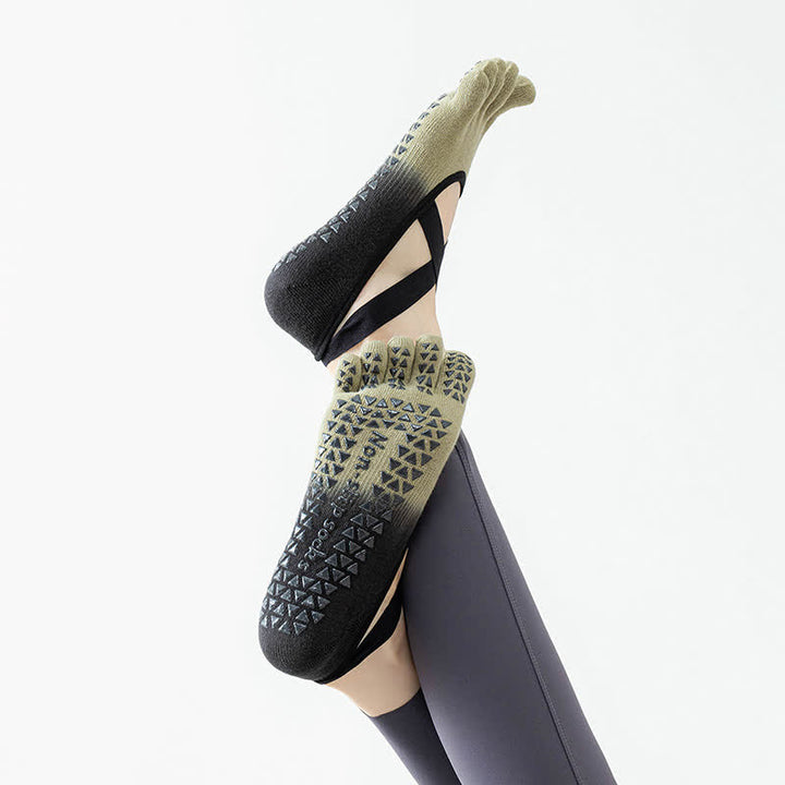 Olivenorma Gradient Five-Toe Non-Slip Yoga Socks for Women – Breathable Toe Separation Grip Pilates Barre Socks with Silicone Sole, Sweat-Wicking Fitness Socks - image 11