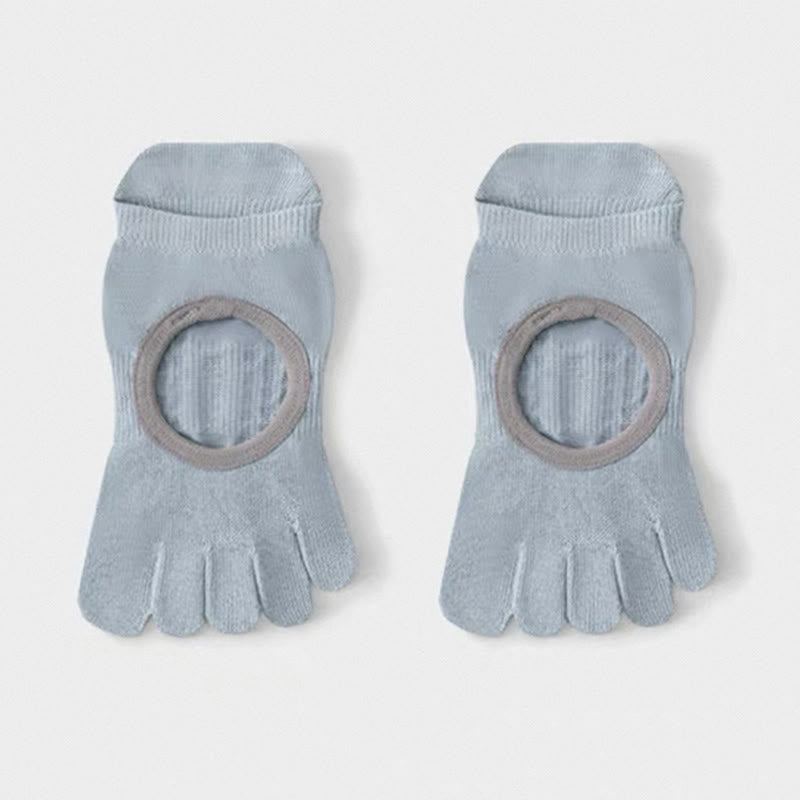 Olivenorma Five-Toe Non-Slip Grip Pilates Barre Socks for Women with Breathable Cotton Design, Toe Separation & Silicone Anti-Skid Sole Yoga Socks - Blue - 10 Pairs - image 2