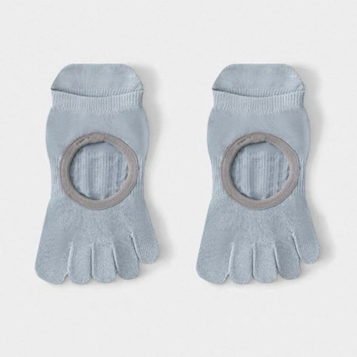 Olivenorma Five-Toe Non-Slip Grip Pilates Barre Socks for Women with Breathable Cotton Design, Toe Separation & Silicone Anti-Skid Sole Yoga Socks - Blue - 10 Pairs - image 2