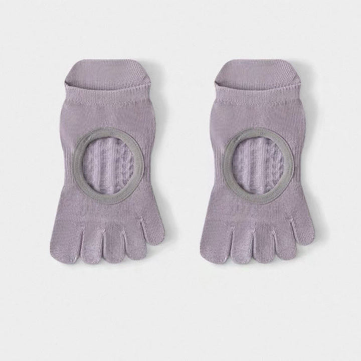 Olivenorma Five-Toe Non-Slip Grip Pilates Barre Socks for Women with Breathable Cotton Design, Toe Separation & Silicone Anti-Skid Sole Yoga Socks - Purple - 10 Pairs - image 1